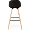 Tabouret de bar TATSU noir pieds bois naturel