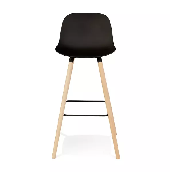 Tabouret snack mi-hauteur TATSU MINI noir pieds bois naturel