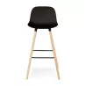 Tabouret snack mi-hauteur TATSU MINI noir pieds bois naturel