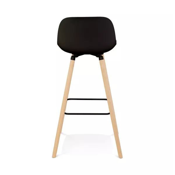 Tabouret snack mi-hauteur TATSU MINI noir pieds bois naturel