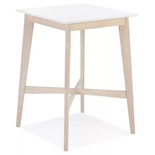 Table haute GALLINA bois blanc et finition naturelle