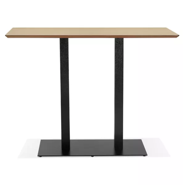 Table haute design ZUMBA BAR bois finition naturelle pied métal noir - 150x70 cm