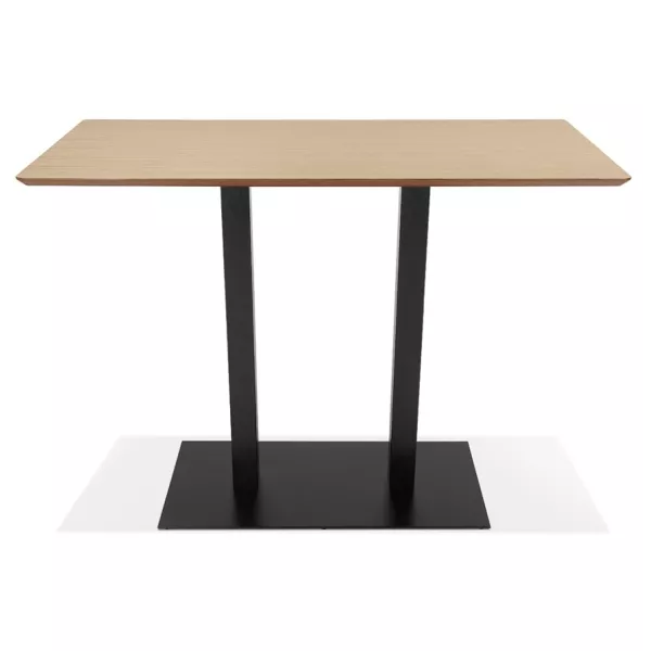 Table haute design ZUMBA BAR bois finition naturelle pied métal noir - 150x70 cm