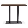 Table haute design ZUMBA BAR bois finition Noyer pied métal noir - 150x70 cm