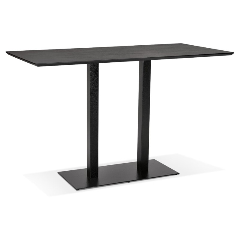 Table haute design ZUMBA BAR noire pied métal noir - 180x90 cm