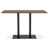 Table haute design ZUMBA BAR bois finition Noyer pied métal noir - 180x90 cm