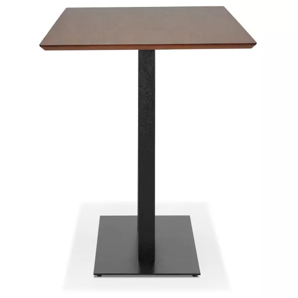 Table haute design ZUMBA BAR bois finition Noyer pied métal noir - 180x90 cm