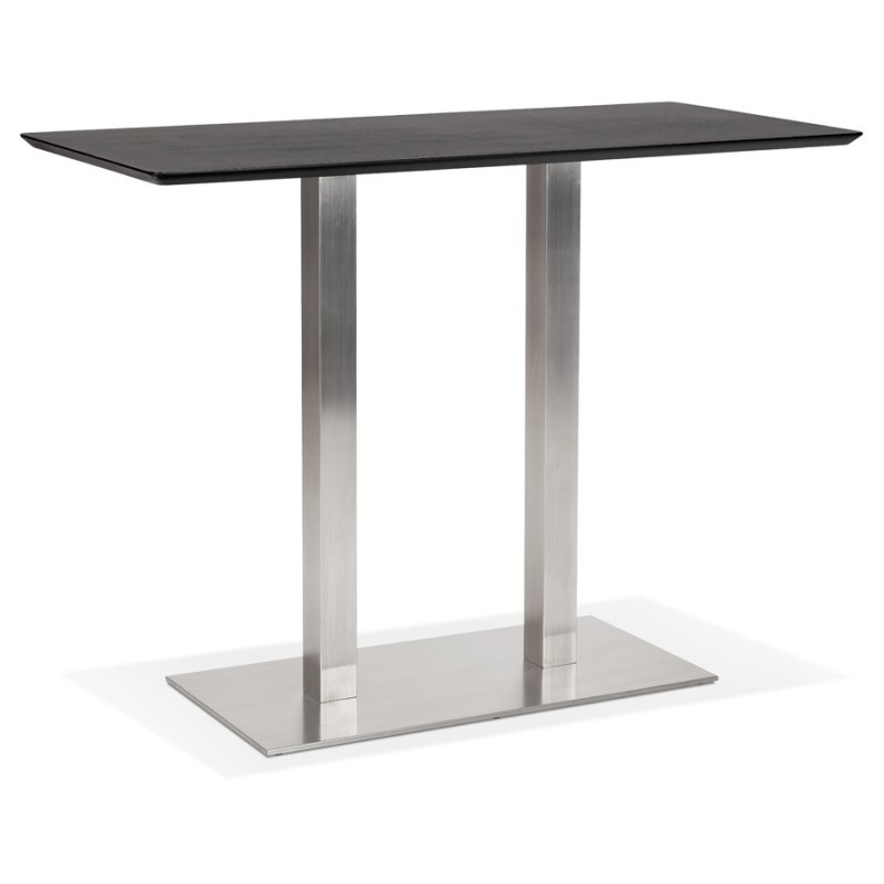 Table haute design MAMBO BAR noire pied métal brossé - 150x70 cm