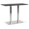 Table haute design MAMBO BAR noire pied métal brossé - 150x70 cm