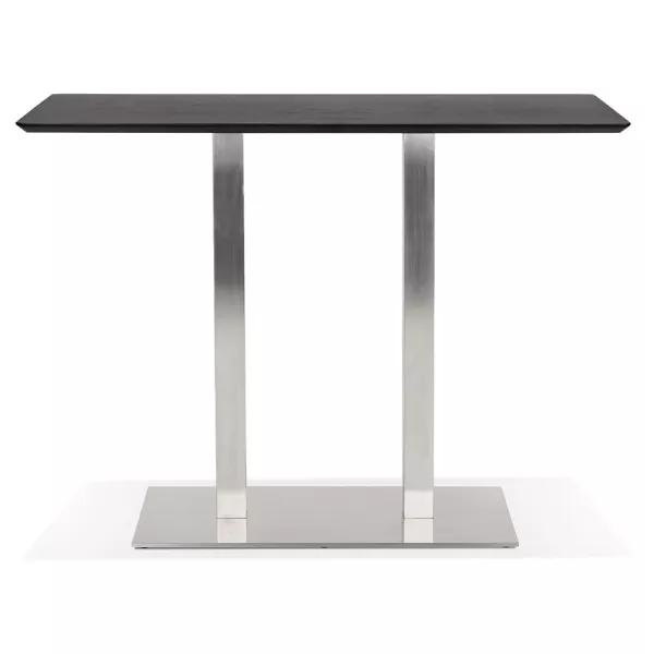 Table haute design MAMBO BAR noire pied métal brossé - 150x70 cm