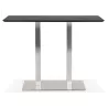 Table haute design MAMBO BAR noire pied métal brossé - 150x70 cm