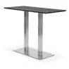 Table haute design MAMBO BAR noire pied métal brossé - 150x70 cm