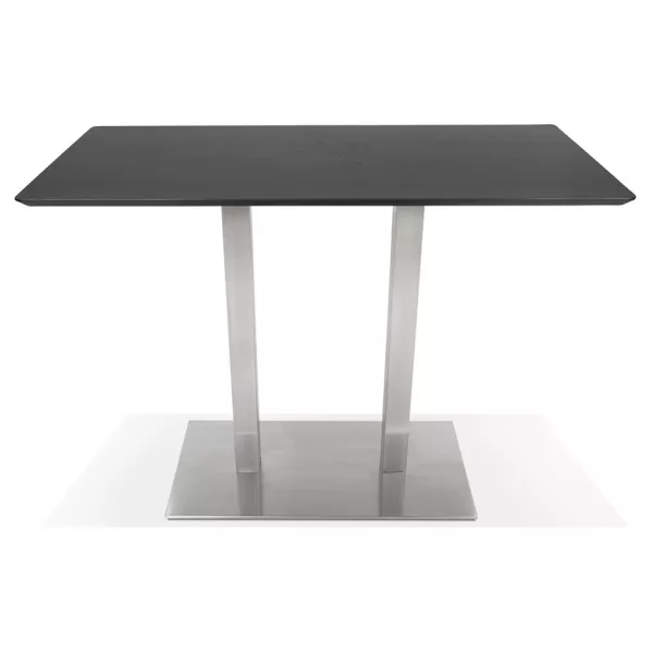 Table haute design MAMBO BAR noire pied métal brossé - 150x70 cm