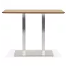 Table haute design MAMBO BAR bois finition naturelle pied métal brossé - 150x70 cm