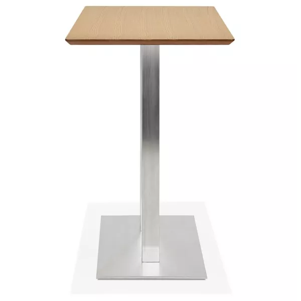 Table haute design MAMBO BAR bois finition naturelle pied métal brossé - 150x70 cm