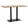 Table haute design ZUMBA BAR bois finition naturelle pied métal noir - 180x90 cm