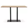 Table haute design ZUMBA BAR bois finition naturelle pied métal noir - 180x90 cm