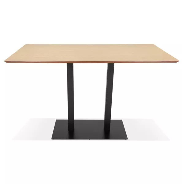 Table haute design ZUMBA BAR bois finition naturelle pied métal noir - 180x90 cm