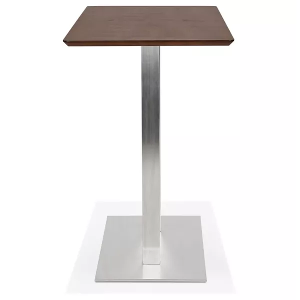 Table haute design MAMBO BAR bois finition Noyer pied métal brossé - 150x70 cm