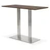 Table haute design MAMBO BAR bois finition Noyer pied métal brossé - 150x70 cm