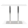 Table haute design MAMBO BAR blanche pied métal brossé - 150x70 cm