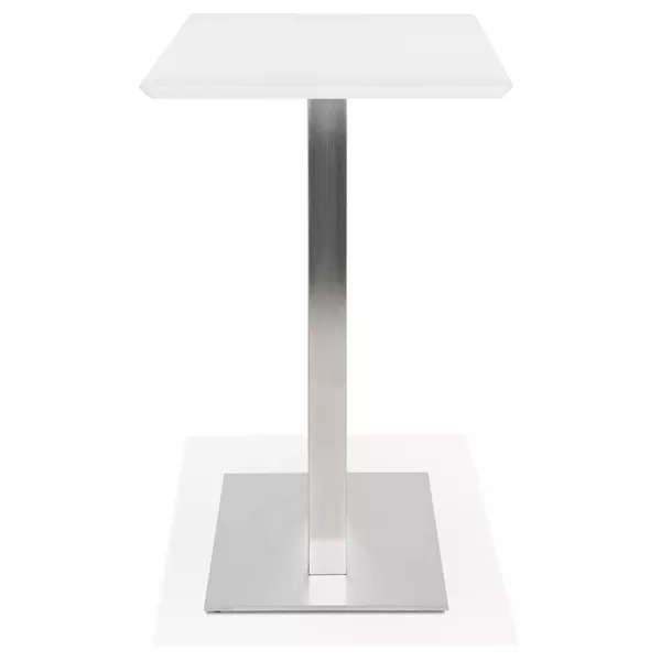 Table haute design MAMBO BAR blanche pied métal brossé - 150x70 cm