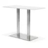 Table haute design MAMBO BAR blanche pied métal brossé - 150x70 cm