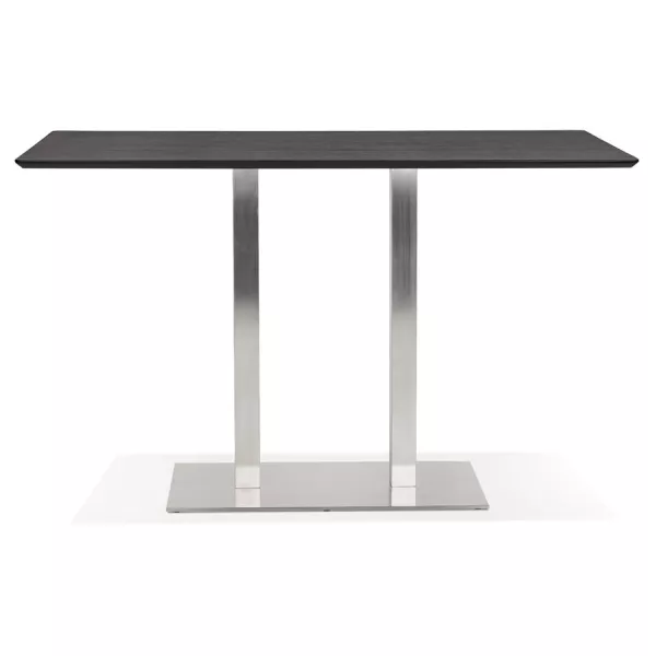 Table haute design MAMBO BAR noire pied métal brossé - 180x90 cm