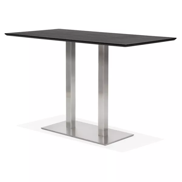 Table haute design MAMBO BAR noire pied métal brossé - 180x90 cm