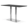 Table haute design MAMBO BAR noire pied métal brossé - 180x90 cm