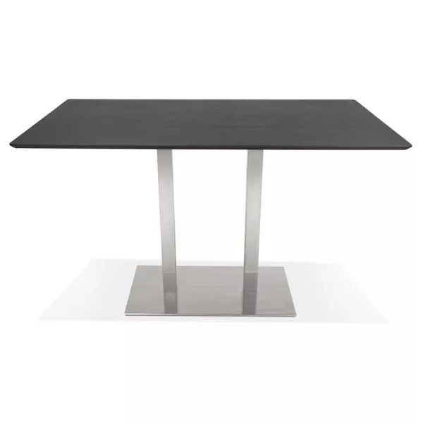 Table haute design MAMBO BAR noire pied métal brossé - 180x90 cm