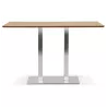 Table haute design MAMBO BAR bois finition naturelle pied métal brossé - 180x90 cm