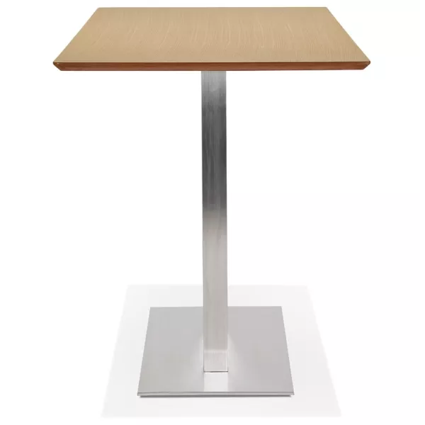 Table haute design MAMBO BAR bois finition naturelle pied métal brossé - 180x90 cm