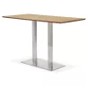 Table haute design MAMBO BAR bois finition naturelle pied métal brossé - 180x90 cm