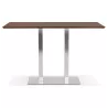 Table haute design MAMBO BAR bois finition Noyer pied métal brossé - 180x90 cm