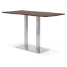 Table haute design MAMBO BAR bois finition Noyer pied métal brossé - 180x90 cm