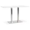 Table haute design MAMBO BAR blanche pied métal brossé - 180x90 cm