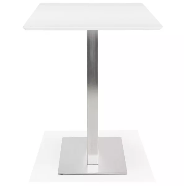 Table haute design MAMBO BAR blanche pied métal brossé - 180x90 cm