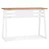 Table de bar haute NIKI bois massif et pied métal blanc - 150x60 cm