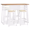 Table de bar haute NIKI bois massif et pied métal blanc - 150x60 cm