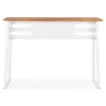 Table de bar haute NIKI bois massif et pied métal blanc - 150x60 cm