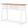 Table de bar haute NIKI bois massif et pied métal blanc - 150x60 cm