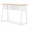 Table de bar haute NIKI bois finition naturelle et pied métal blanc - 150x60 cm