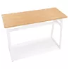 Table de bar haute NIKI bois finition naturelle et pied métal blanc - 150x60 cm