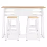 Table de bar haute NIKI bois finition naturelle et pied métal blanc - 150x60 cm