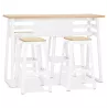 Table de bar haute NIKI bois finition naturelle et pied métal blanc - 150x60 cm