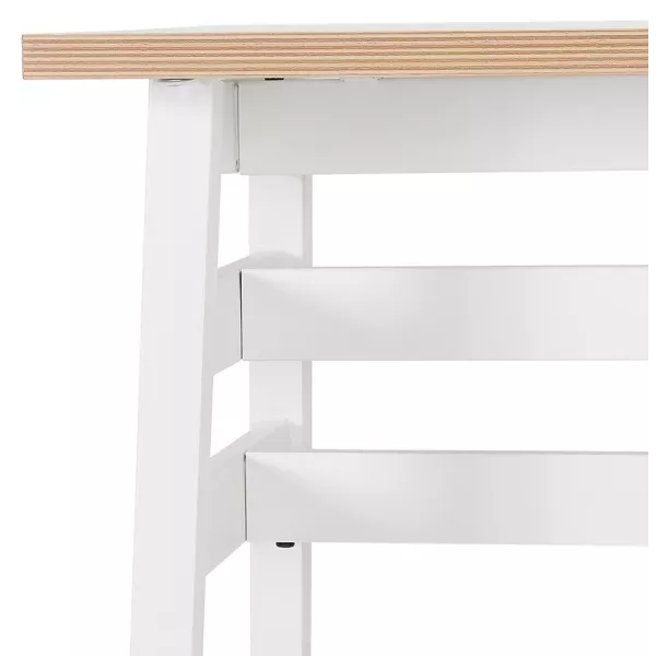 Table de bar haute NIKI bois et métal blanc - 150x60 cm