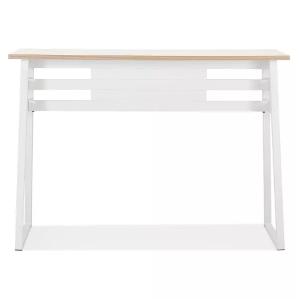 Table de bar haute NIKI bois et métal blanc - 150x60 cm