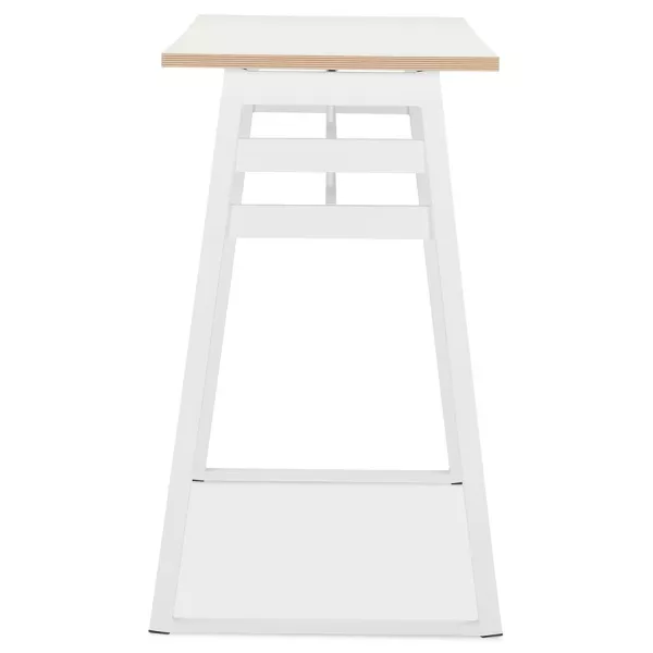 Table de bar haute NIKI bois et métal blanc - 150x60 cm