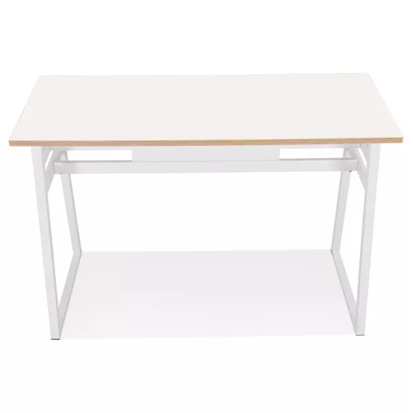 Table de bar haute NIKI bois et métal blanc - 150x60 cm